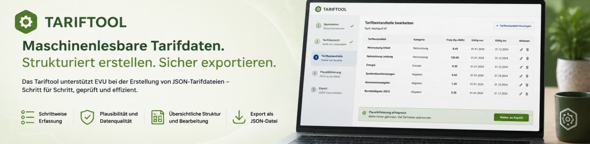 JSON-Tariftool: Unterstützung bei der Erstellung maschinenlesbarer Tarifdaten