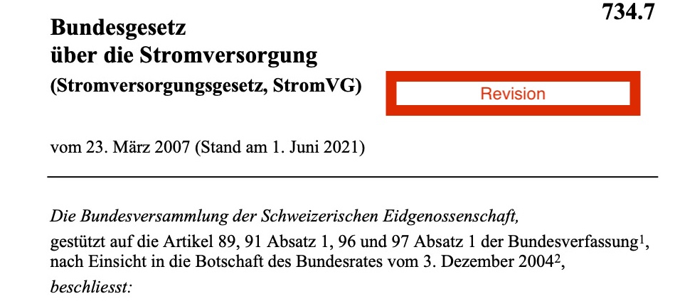 Revision StromVG: Beschlüsse Ständerat zum Stromversorgungsgesetz